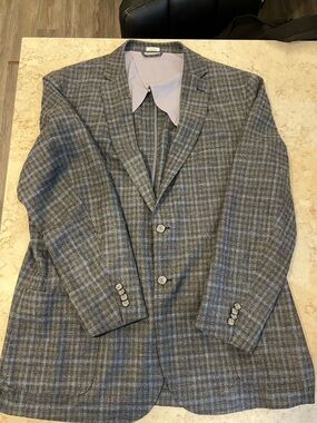 Peter Millar 2XL Men's Grey Plaid Wool Blend Blazer